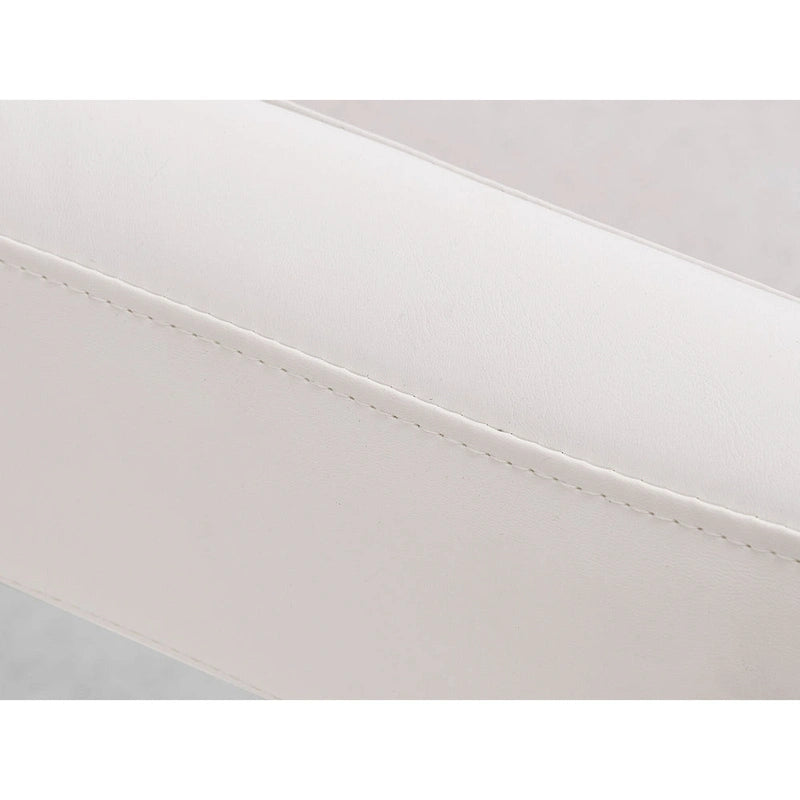 Chaise de salle à manger moderne Modrest Pontiac en cuir végétalien blanc et acier inoxydable