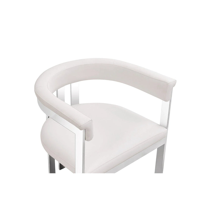 Chaise de salle à manger moderne Modrest Pontiac en cuir végétalien blanc et acier inoxydable