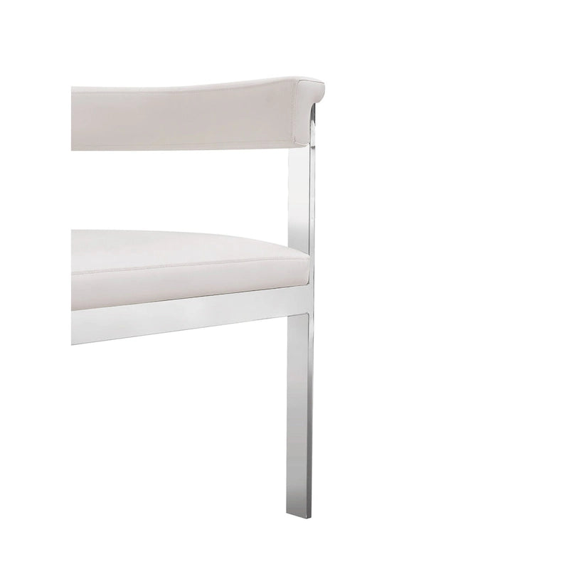 Chaise de salle à manger moderne Modrest Pontiac en cuir végétalien blanc et acier inoxydable
