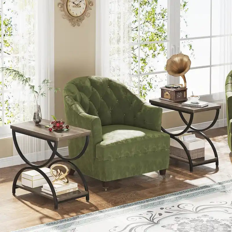 Table d'appoint en bois et métal à 2 niveaux pour salon (Lot de 2) - 2 pièces