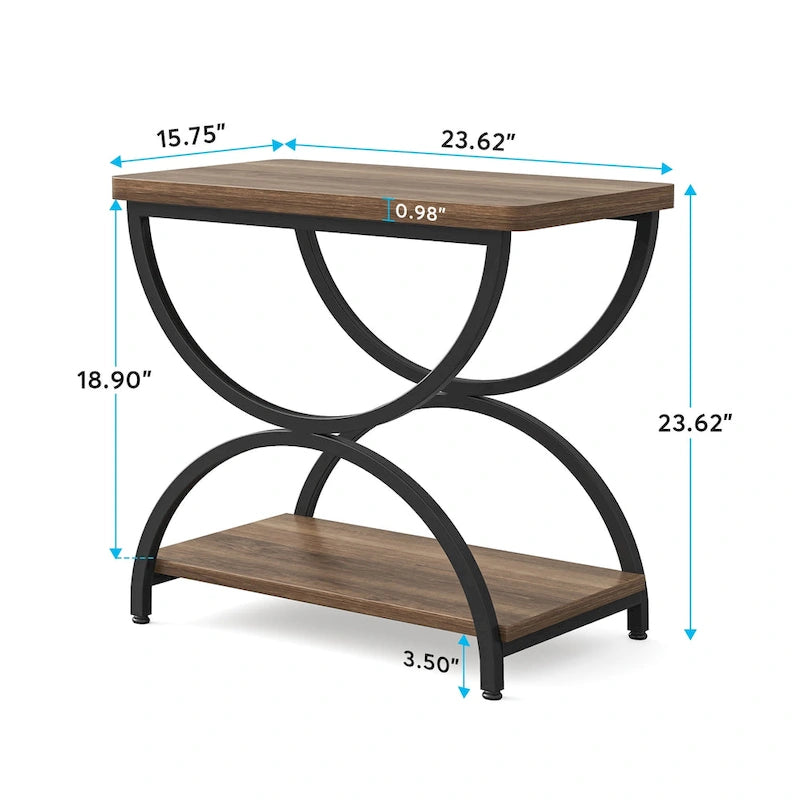 Table d'appoint en bois et métal à 2 niveaux pour salon (Lot de 2) - 2 pièces