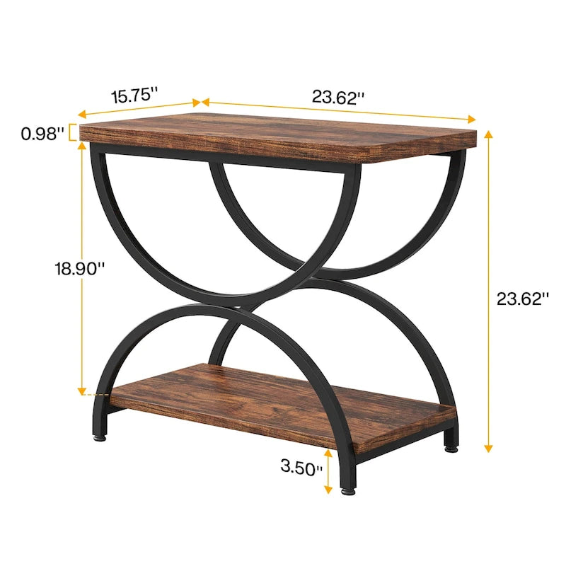 Table d'appoint en bois et métal à 2 niveaux pour salon (Lot de 2) - 2 pièces
