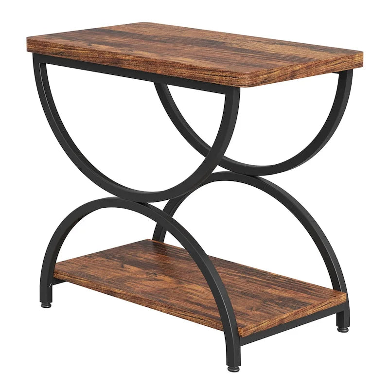 Table d'appoint en bois et métal à 2 niveaux pour salon (Lot de 2) - 2 pièces