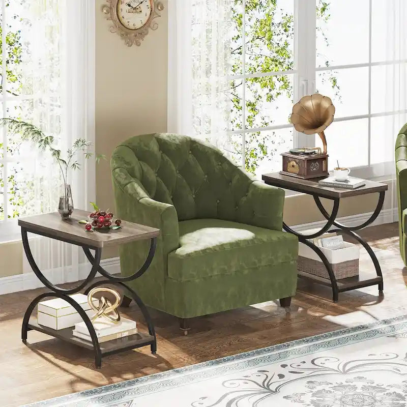 Table d'appoint en bois et métal à 2 niveaux pour salon (Lot de 2) - 2 pièces