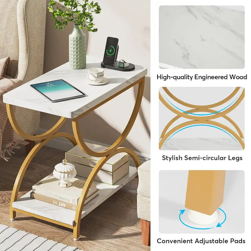 Table d'appoint en bois et métal à 2 niveaux pour salon (Lot de 2) - 2 pièces