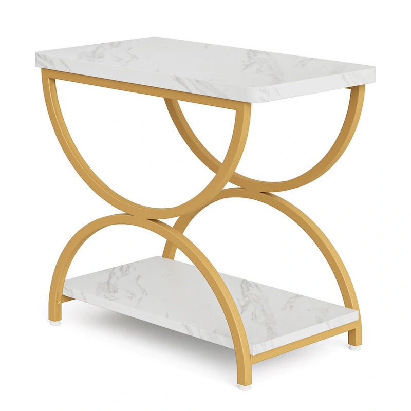 Table d'appoint en bois et métal à 2 niveaux pour salon (Lot de 2) - 2 pièces
