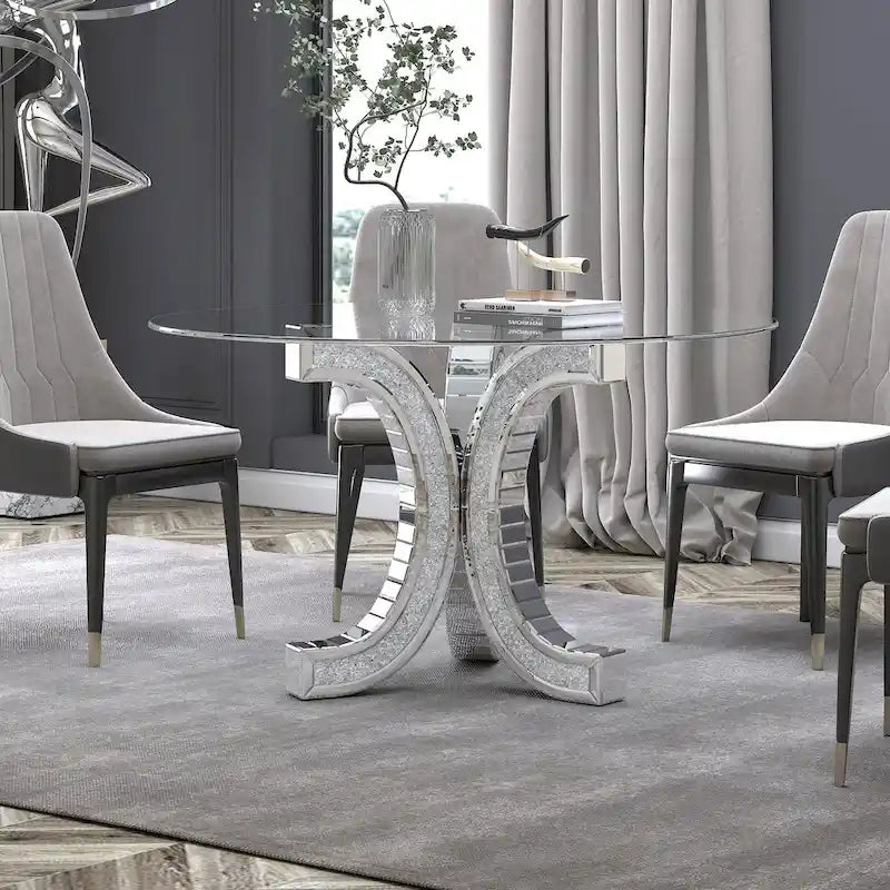 Table à manger ronde en verre