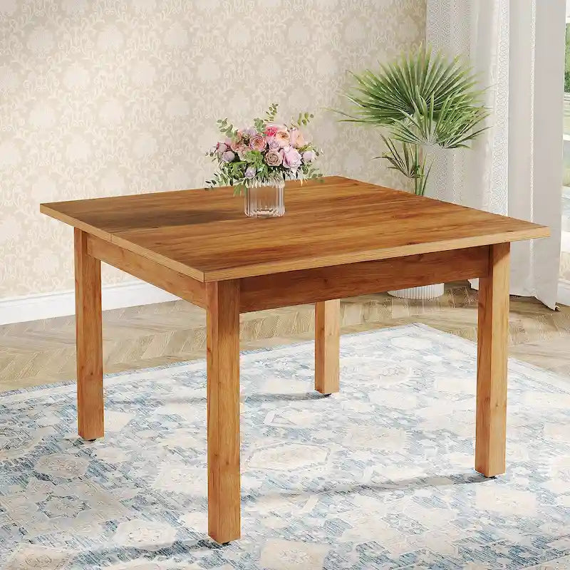 Table à manger carrée de 100 cm avec pieds en bois massif pour 4 personnes, petites tables de cuisine pour salle à manger