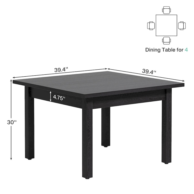 Table à manger carrée de 100 cm avec pieds en bois massif pour 4 personnes, petites tables de cuisine pour salle à manger