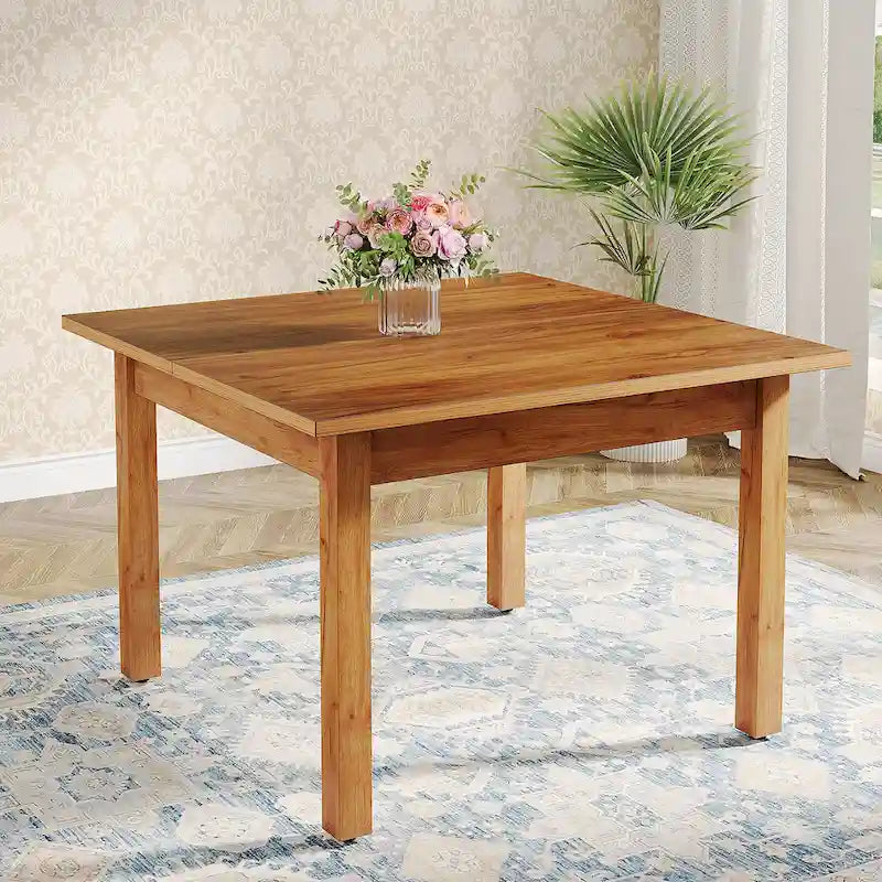 Table à manger carrée de 100 cm avec pieds en bois massif pour 4 personnes, petites tables de cuisine pour salle à manger