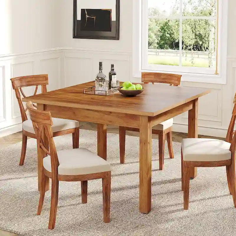 Table à manger carrée de 100 cm avec pieds en bois massif pour 4 personnes, petites tables de cuisine pour salle à manger