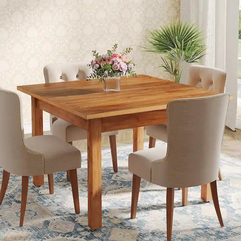 Table à manger carrée de 100 cm avec pieds en bois massif pour 4 personnes, petites tables de cuisine pour salle à manger