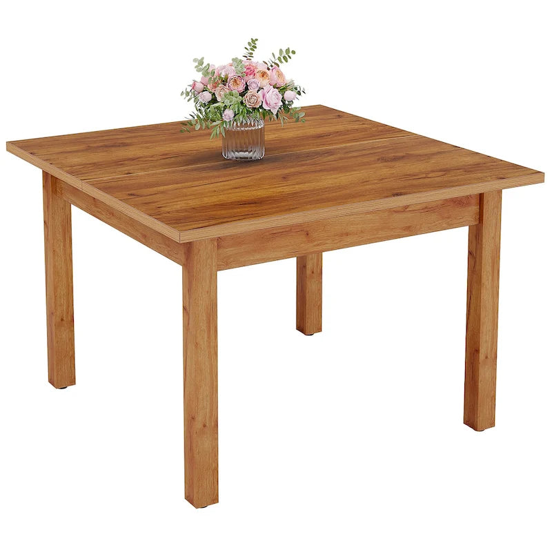 Table à manger carrée de 100 cm avec pieds en bois massif pour 4 personnes, petites tables de cuisine pour salle à manger