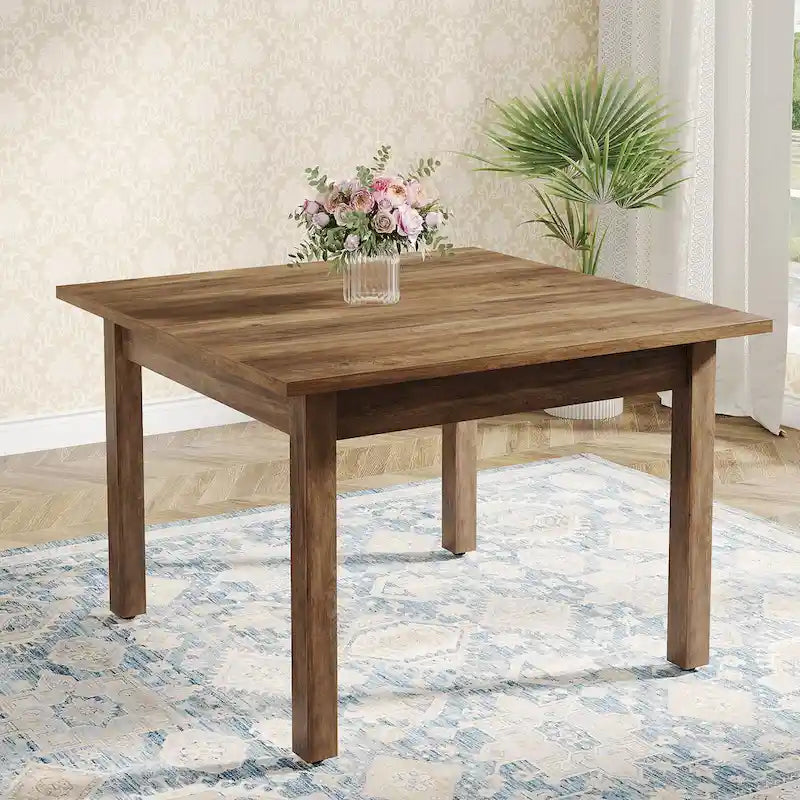 Table à manger carrée de 100 cm avec pieds en bois massif pour 4 personnes, petites tables de cuisine pour salle à manger