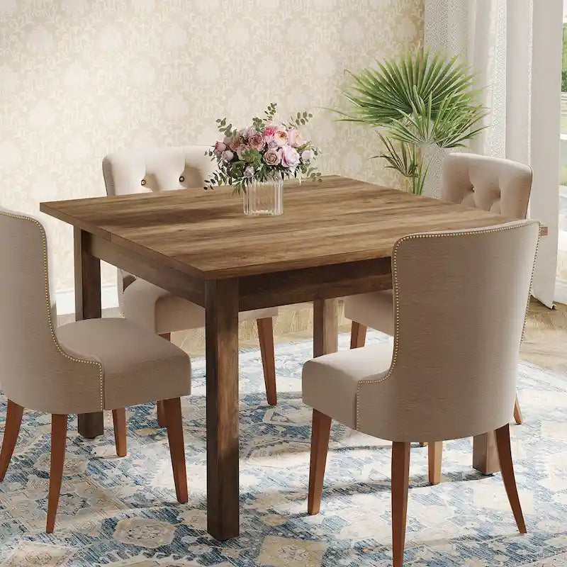 Table à manger carrée de 100 cm avec pieds en bois massif pour 4 personnes, petites tables de cuisine pour salle à manger
