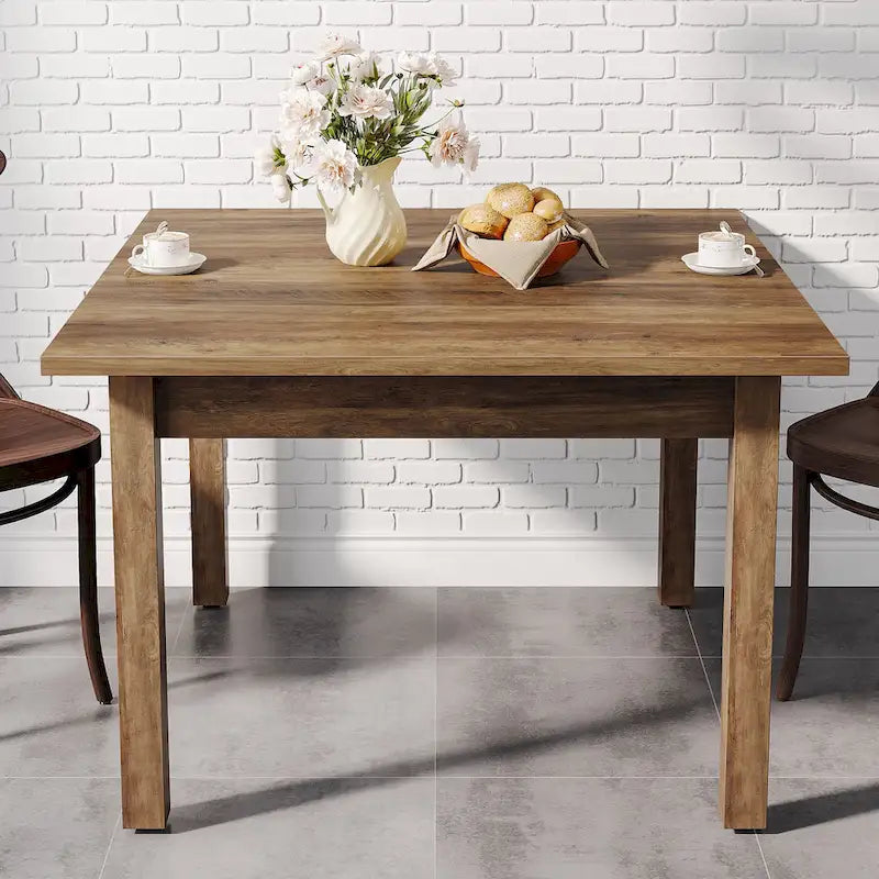 Table à manger carrée de 100 cm avec pieds en bois massif pour 4 personnes, petites tables de cuisine pour salle à manger