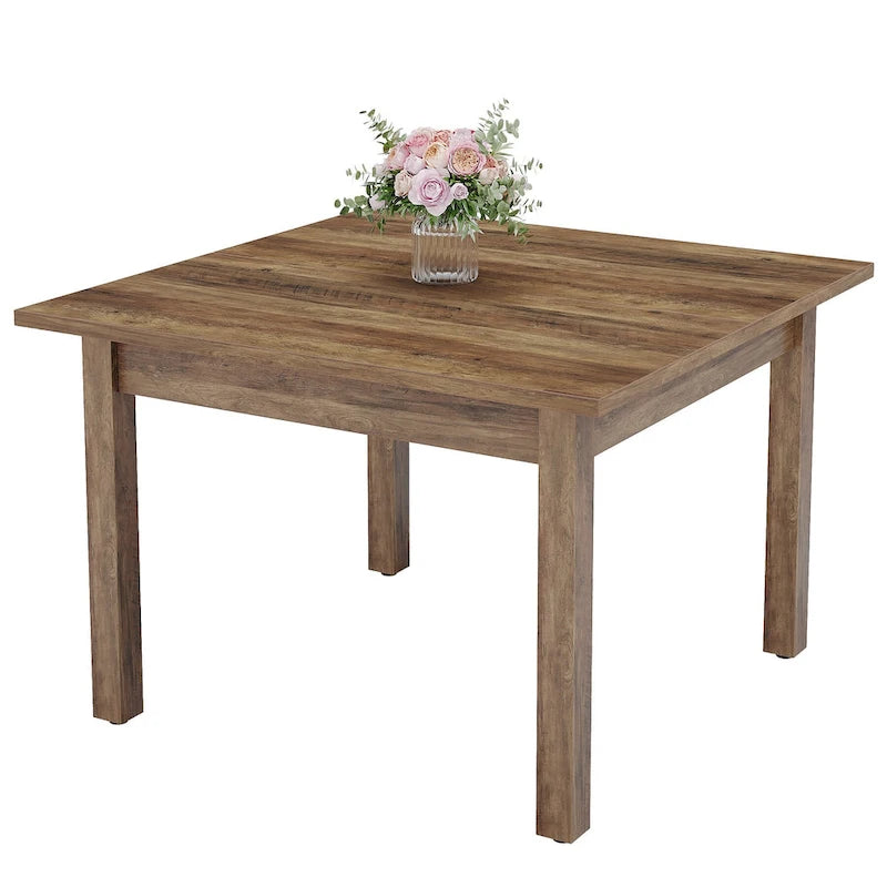 Table à manger carrée de 100 cm avec pieds en bois massif pour 4 personnes, petites tables de cuisine pour salle à manger