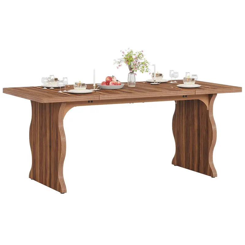 Table de salle à manger moderne, Table de cuisine rectangulaire 63", Table à dîner noire