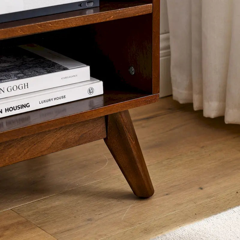Meuble TV en rotin de style moderne du milieu du siècle de 150 cm pour téléviseur de 65 pouces