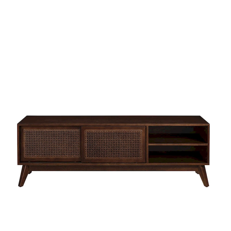 Meuble TV en rotin de style moderne du milieu du siècle de 150 cm pour téléviseur de 65 pouces