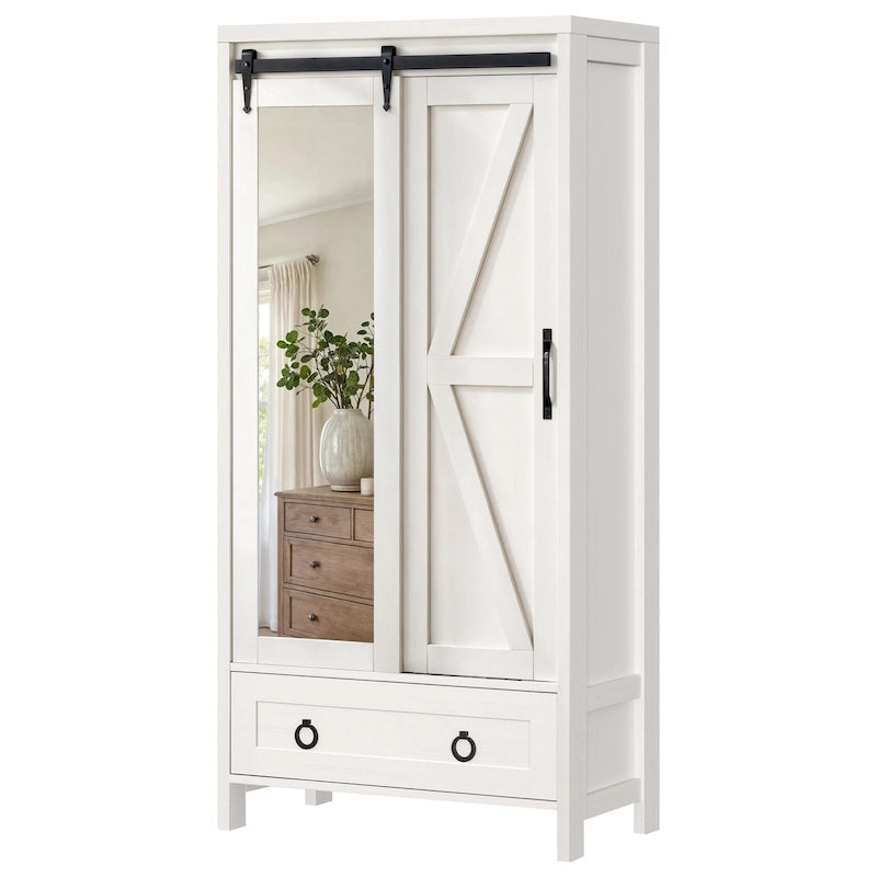 Meuble de rangement Moasis haut et large avec portes et miroir pleine longueur pour salle de bain