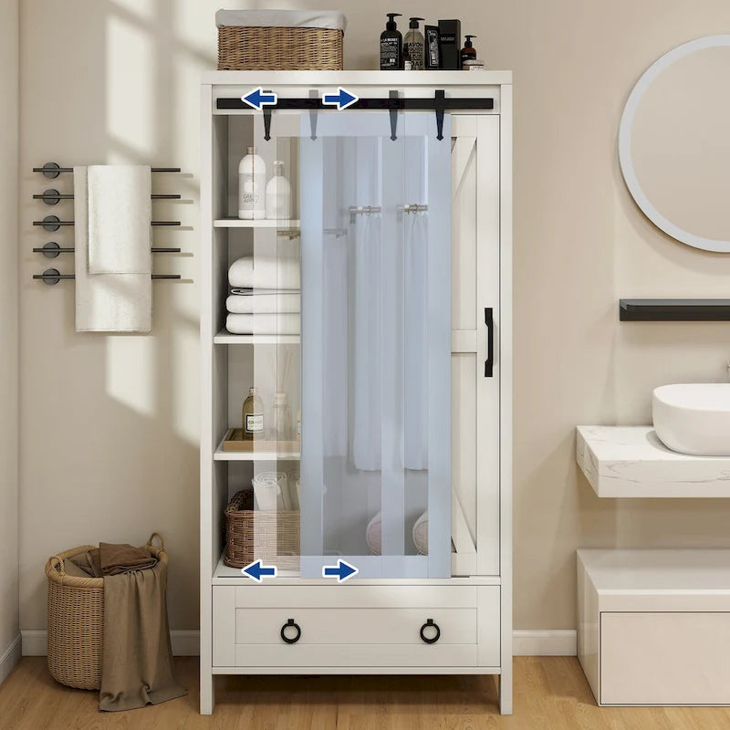 Meuble de rangement Moasis haut et large avec portes et miroir pleine longueur pour salle de bain