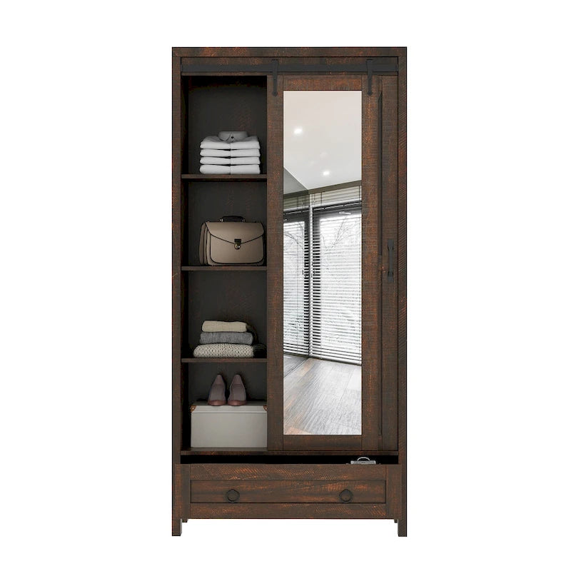 Meuble de rangement Moasis haut et large avec portes et miroir pleine longueur pour salle de bain