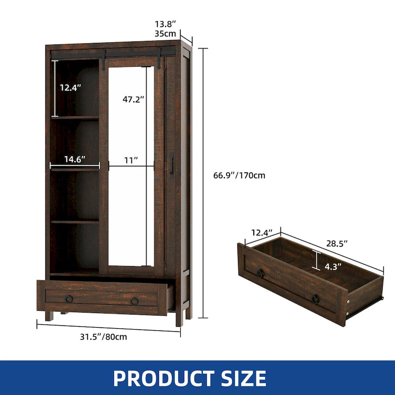 Meuble de rangement Moasis haut et large avec portes et miroir pleine longueur pour salle de bain