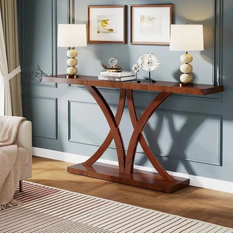 63 Console de Ferme, Table Basse d'Entrée en Bois, Table d'Appoint