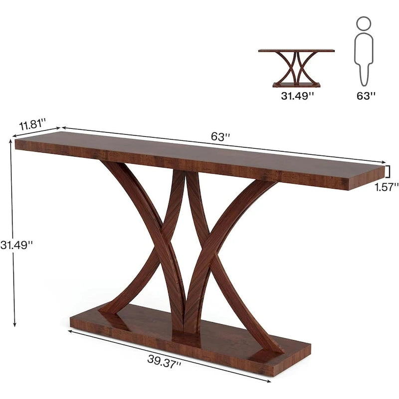 63 Console de Ferme, Table Basse d'Entrée en Bois, Table d'Appoint