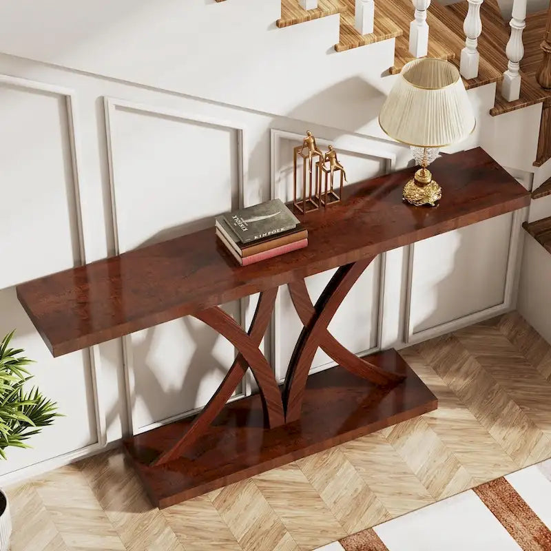 63 Console de Ferme, Table Basse d'Entrée en Bois, Table d'Appoint