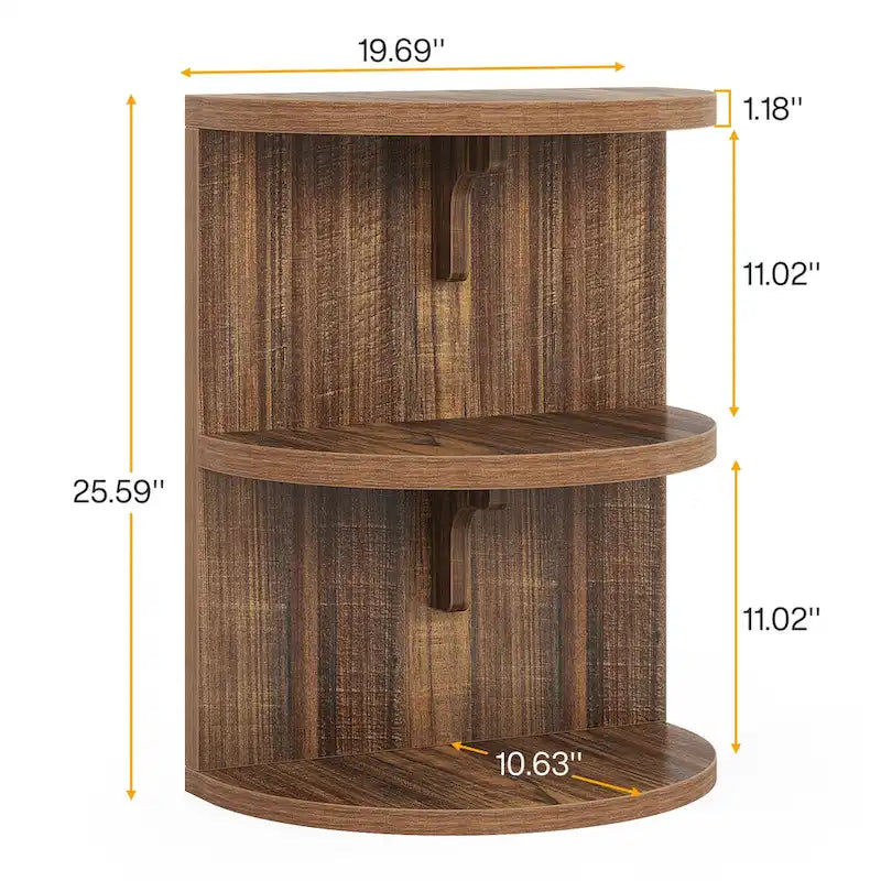 Table d'appoint demi-ronde à 3 niveaux, Table d'appoint semi-circulaire pour salon