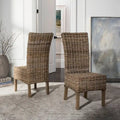 SAFAVIEH Sherryl Chaise de salle à manger en osier naturel inachevé (lot de 2) - 18.5 x 22.8 x 42.1 - 19Wx23Dx42H