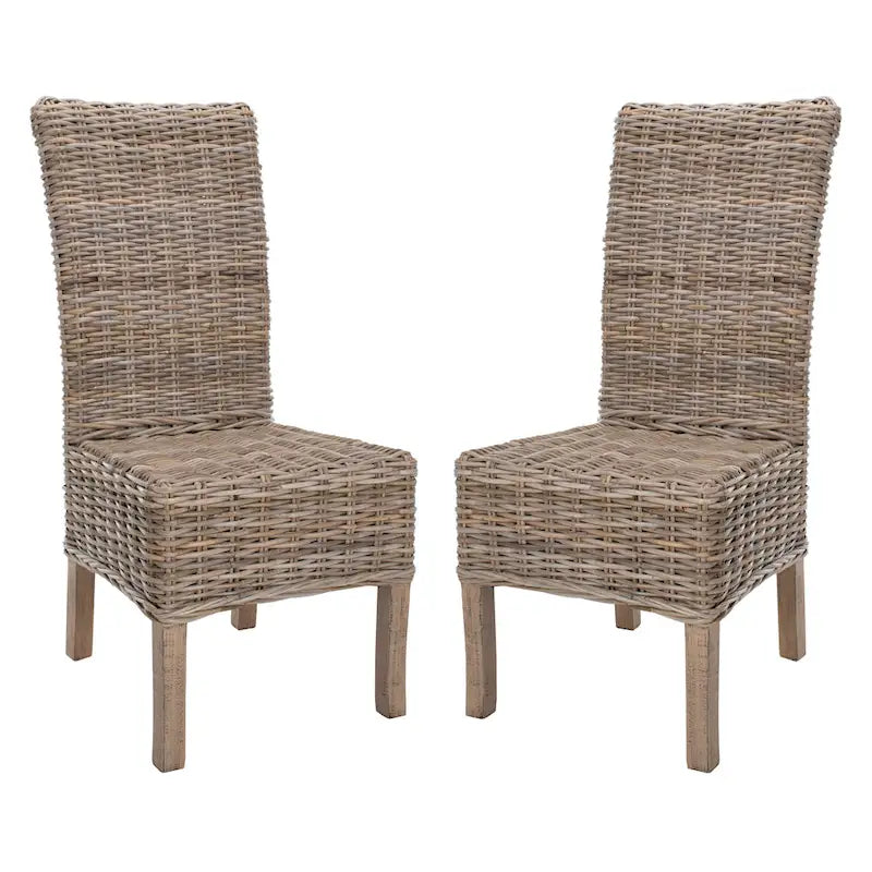 SAFAVIEH Sherryl Chaise de salle à manger en osier naturel inachevé (lot de 2) - 18.5 x 22.8 x 42.1 - 19Wx23Dx42H