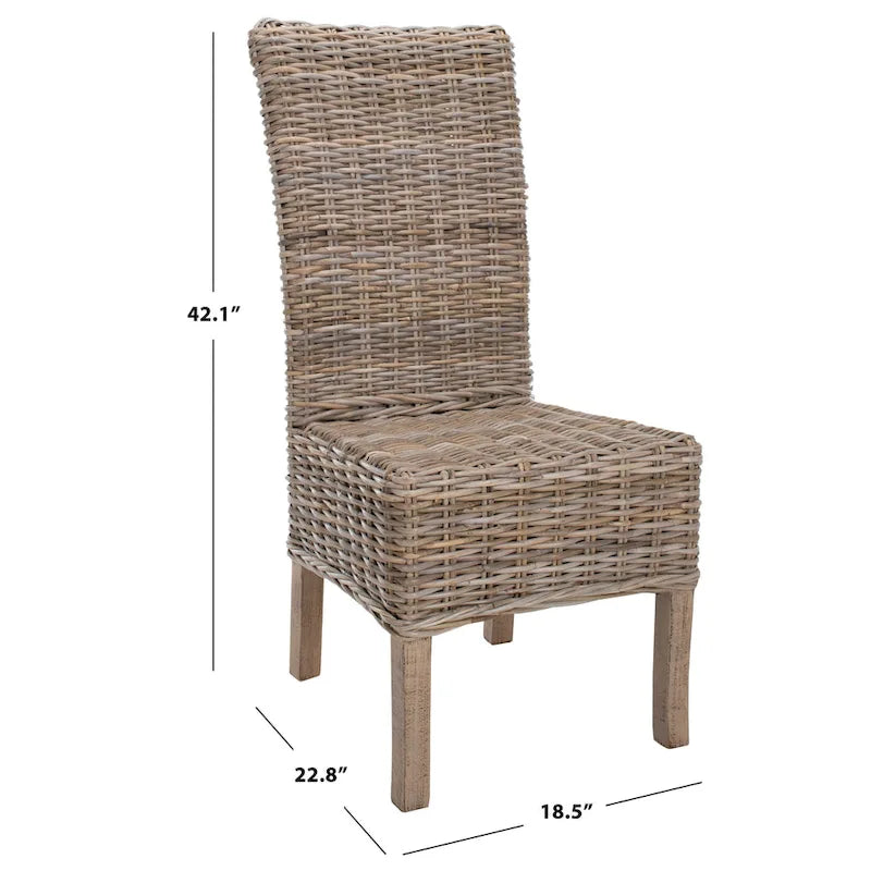 SAFAVIEH Sherryl Chaise de salle à manger en osier naturel inachevé (lot de 2) - 18.5 x 22.8 x 42.1 - 19Wx23Dx42H