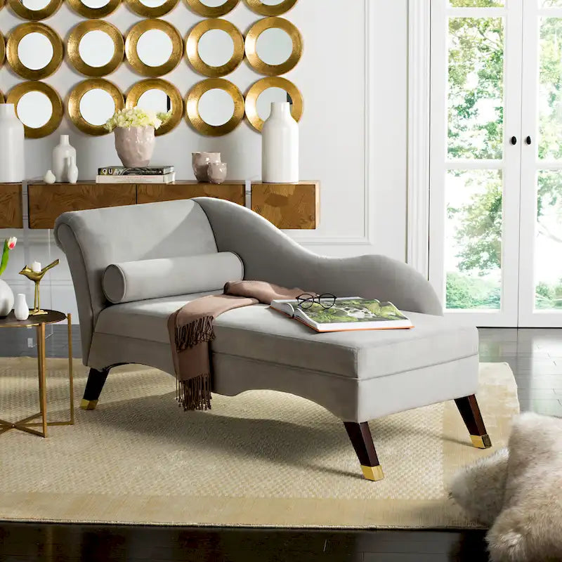 SAFAVIEH Karan Chaise longue moderne du milieu du siècle avec oreiller - 63Lx28Px30H
