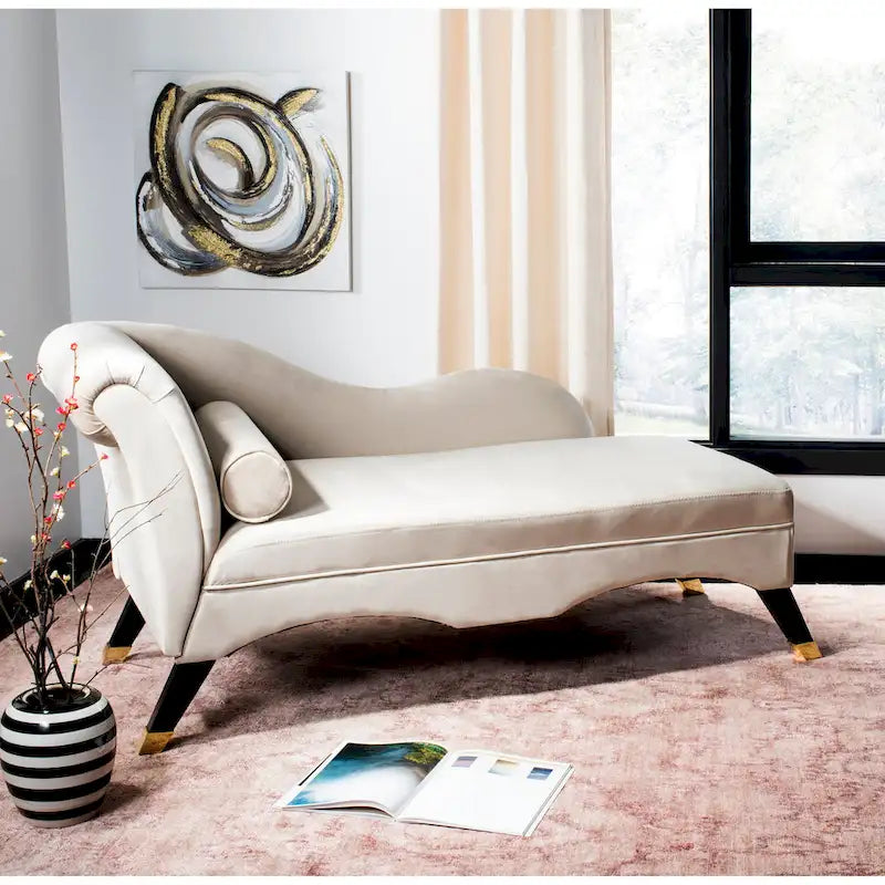 SAFAVIEH Karan Chaise longue moderne du milieu du siècle avec oreiller - 63Lx28Px30H