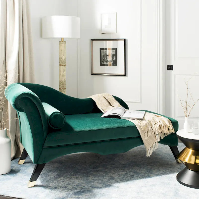 SAFAVIEH Karan Chaise longue moderne du milieu du siècle avec oreiller - 63Lx28Px30H