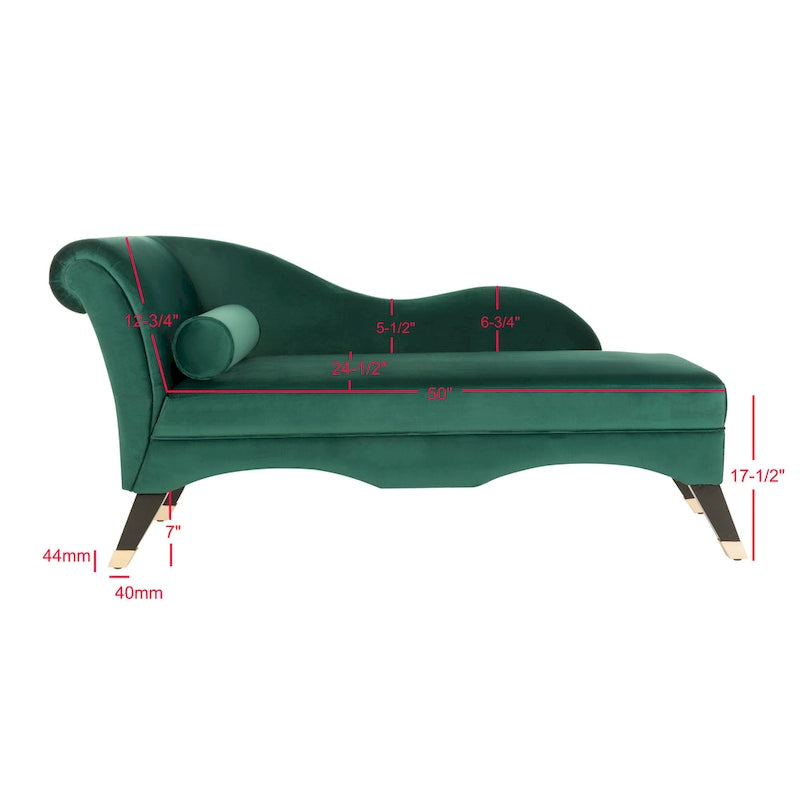 SAFAVIEH Karan Chaise longue moderne du milieu du siècle avec oreiller - 63Lx28Px30H