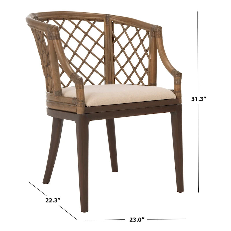 SAFAVIEH Theona Fauteuil en rotin et treillis - 22,3 L x 23 P x 31,3 H - 22Lx23Px31H
