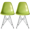 Lot de 2 Chaises de Salle à Manger Modernes en Plastique Moulé DSW sans Accoudoirs de Couleur Pyramide avec Pieds Eiffel en Fil Chromé