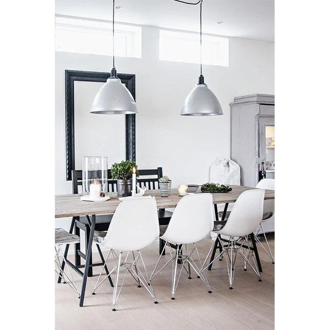 Lot de 2 Chaises de Salle à Manger Modernes en Plastique Moulé DSW sans Accoudoirs de Couleur Pyramide avec Pieds Eiffel en Fil Chromé