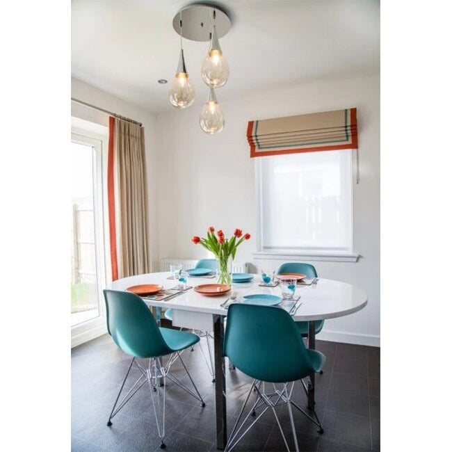Lot de 2 Chaises de Salle à Manger Modernes en Plastique Moulé DSW sans Accoudoirs de Couleur Pyramide avec Pieds Eiffel en Fil Chromé