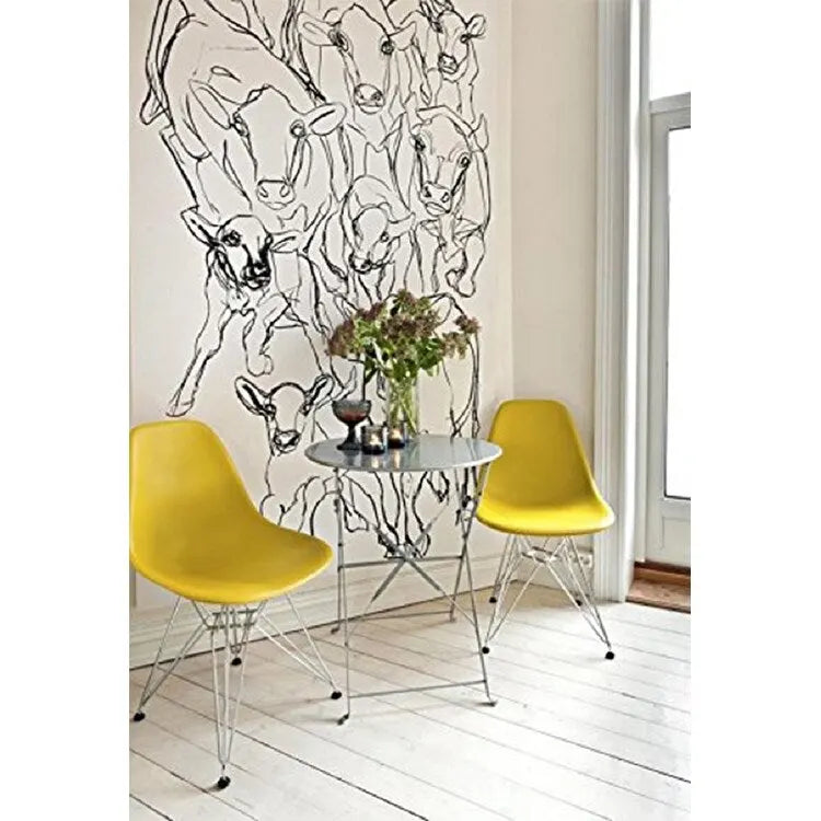 Lot de 2 Chaises de Salle à Manger Modernes en Plastique Moulé DSW sans Accoudoirs de Couleur Pyramide avec Pieds Eiffel en Fil Chromé