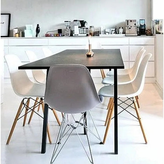 Lot de 2 Chaises de Salle à Manger Modernes en Plastique Moulé DSW sans Accoudoirs de Couleur Pyramide avec Pieds Eiffel en Fil Chromé