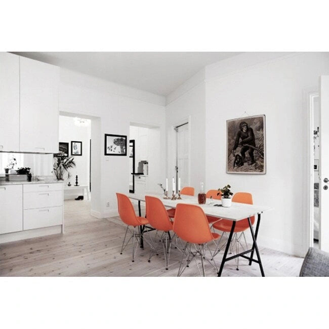 Lot de 2 Chaises de Salle à Manger Modernes en Plastique Moulé DSW sans Accoudoirs de Couleur Pyramide avec Pieds Eiffel en Fil Chromé
