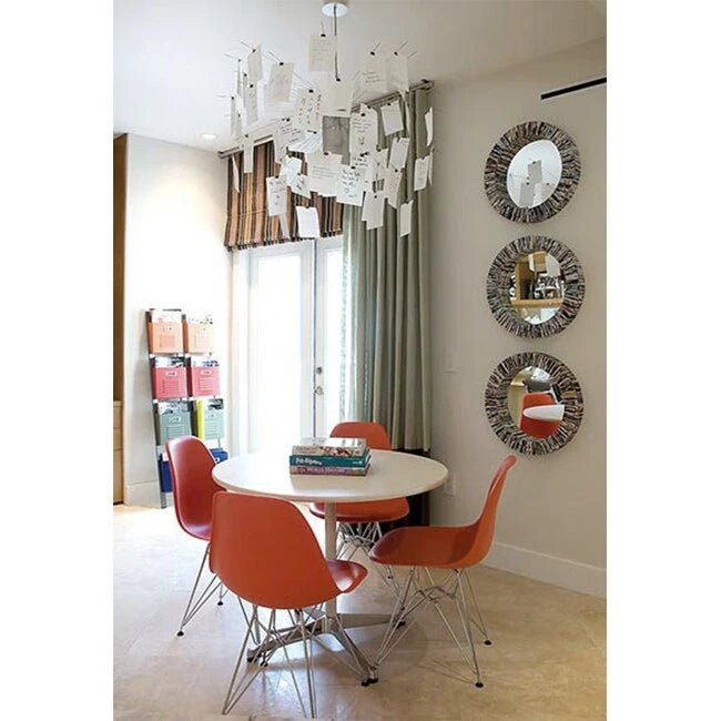 Lot de 2 Chaises de Salle à Manger Modernes en Plastique Moulé DSW sans Accoudoirs de Couleur Pyramide avec Pieds Eiffel en Fil Chromé