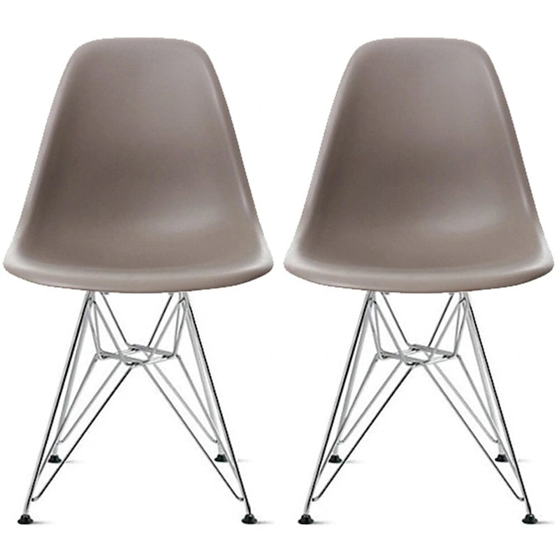 Lot de 2 Chaises de Salle à Manger Modernes en Plastique Moulé DSW sans Accoudoirs de Couleur Pyramide avec Pieds Eiffel en Fil Chromé