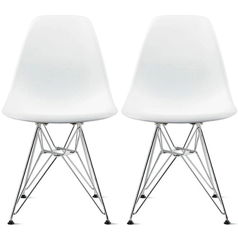 Lot de 2 Chaises de Salle à Manger Modernes en Plastique Moulé DSW sans Accoudoirs de Couleur Pyramide avec Pieds Eiffel en Fil Chromé