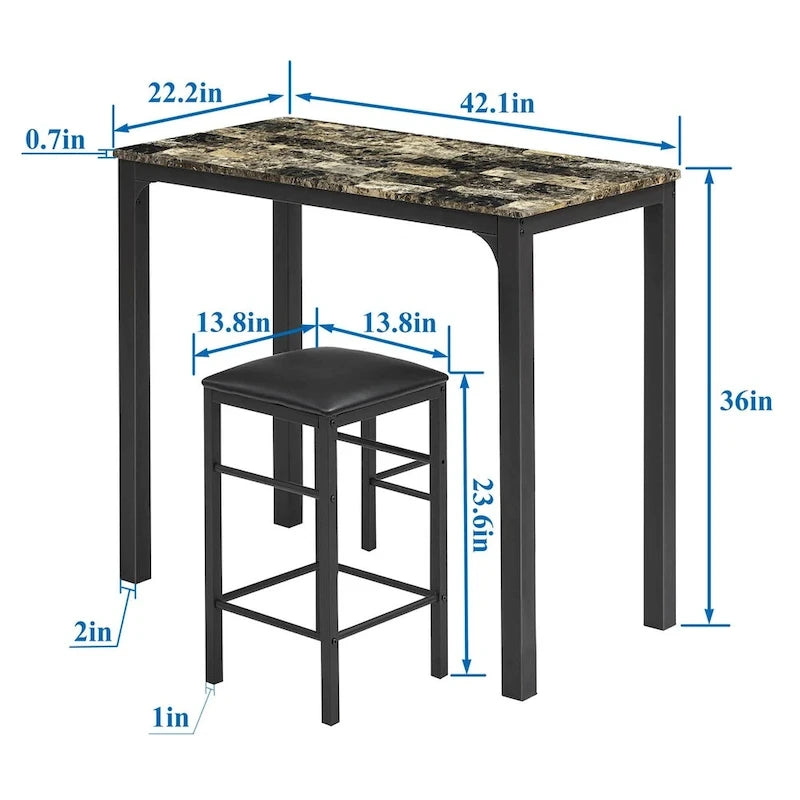 Ensemble de salle à manger avec table de bar 3 pièces VECELO